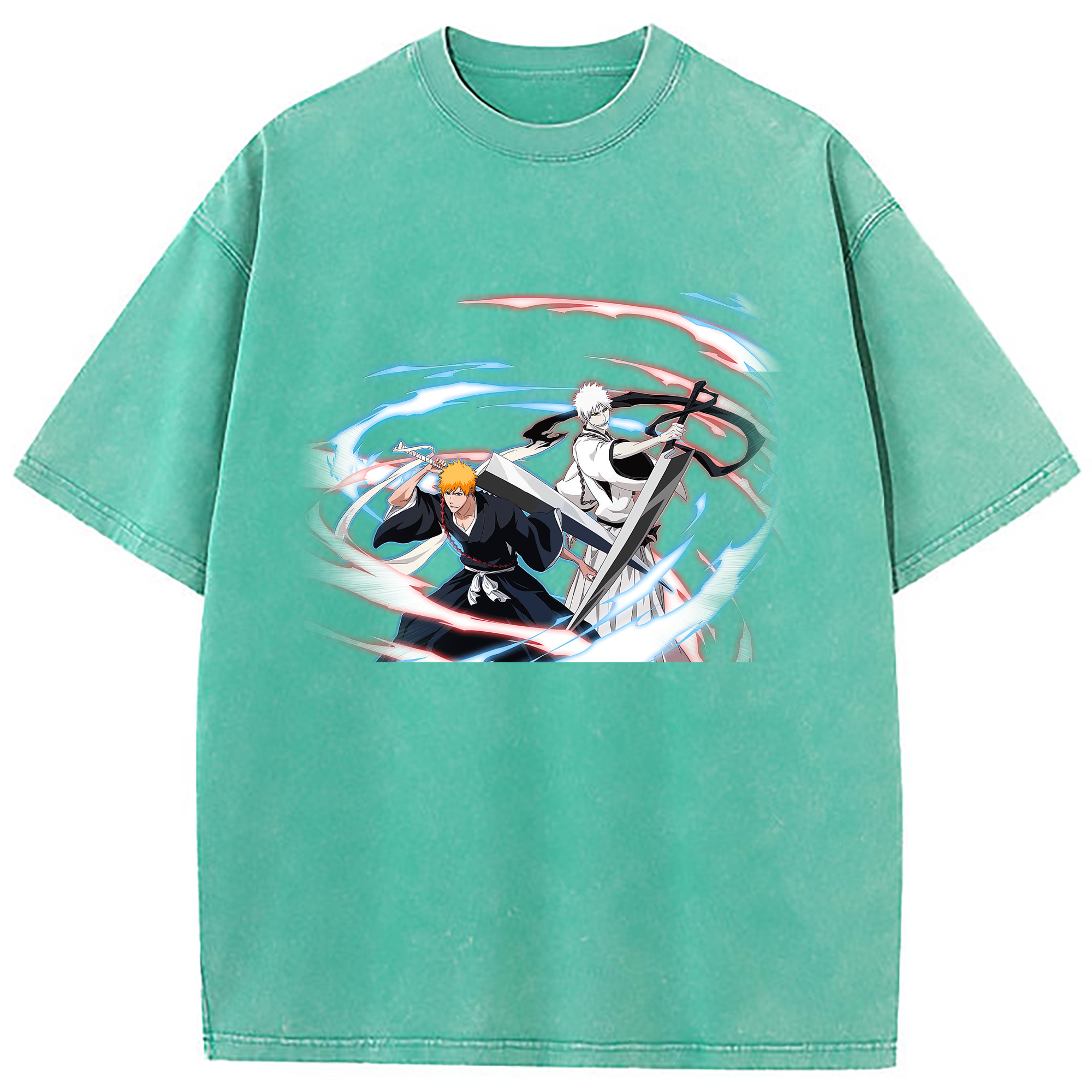 （画像用） ブリーチ 黒崎一護（くろさき いちご）BLEACH Kurosaki Ichigo 綿100% ヴィンテージ風 半袖Tシャツ（フロントプリント）